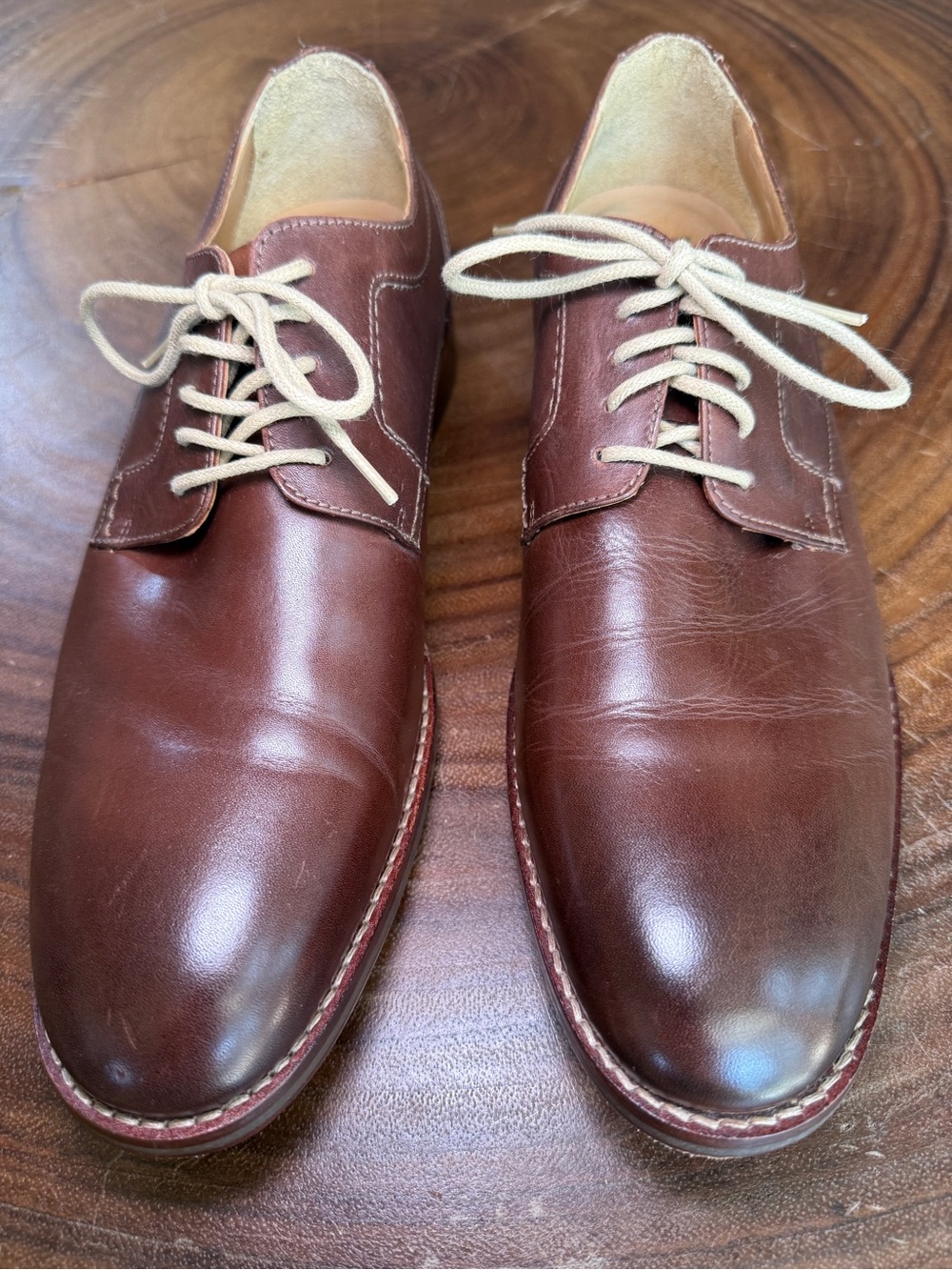 Johnston & Murphy Men 10W Garner Oxfords Mahogany Brown Leather Shoes